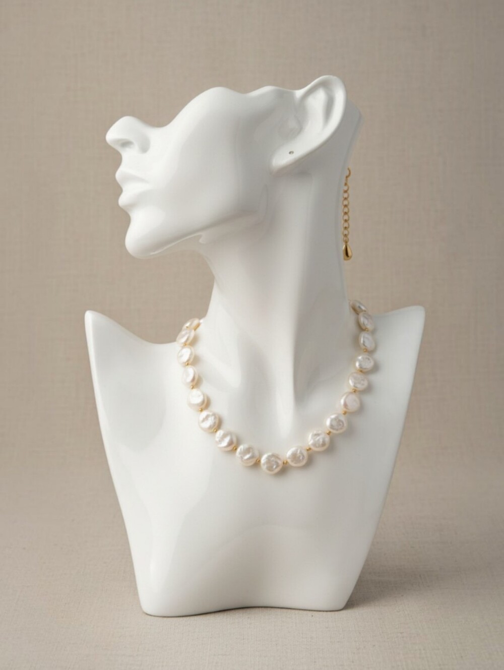 Coin Pearl With 14kt Gold Plated Spacer Beads 17.5"L With 2" Extender Pretty New